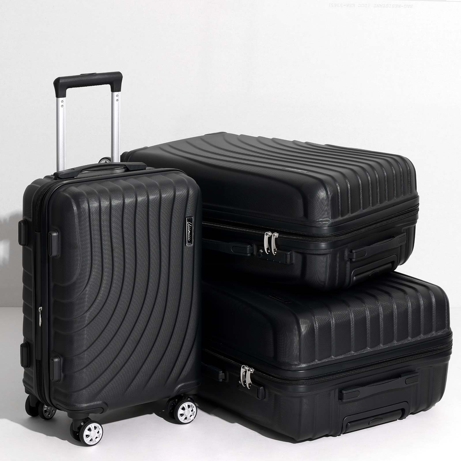 uiimiii black 3-piece luggage set