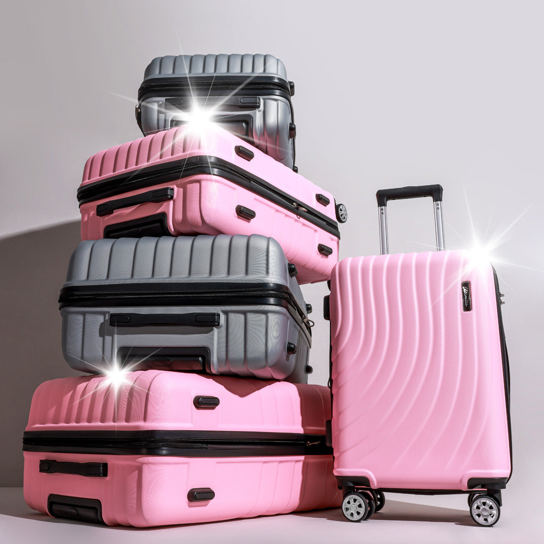 uiimiii travel luggage set pink and silver